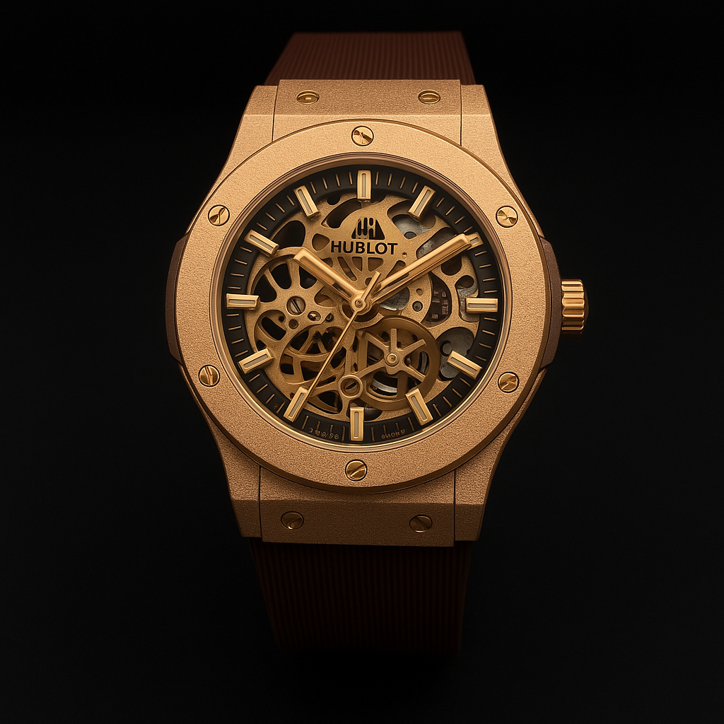 Luxury Hublot-Inspired Skeleton Dial Men's Watch – Precision Craftsmanship in Titanium Finish